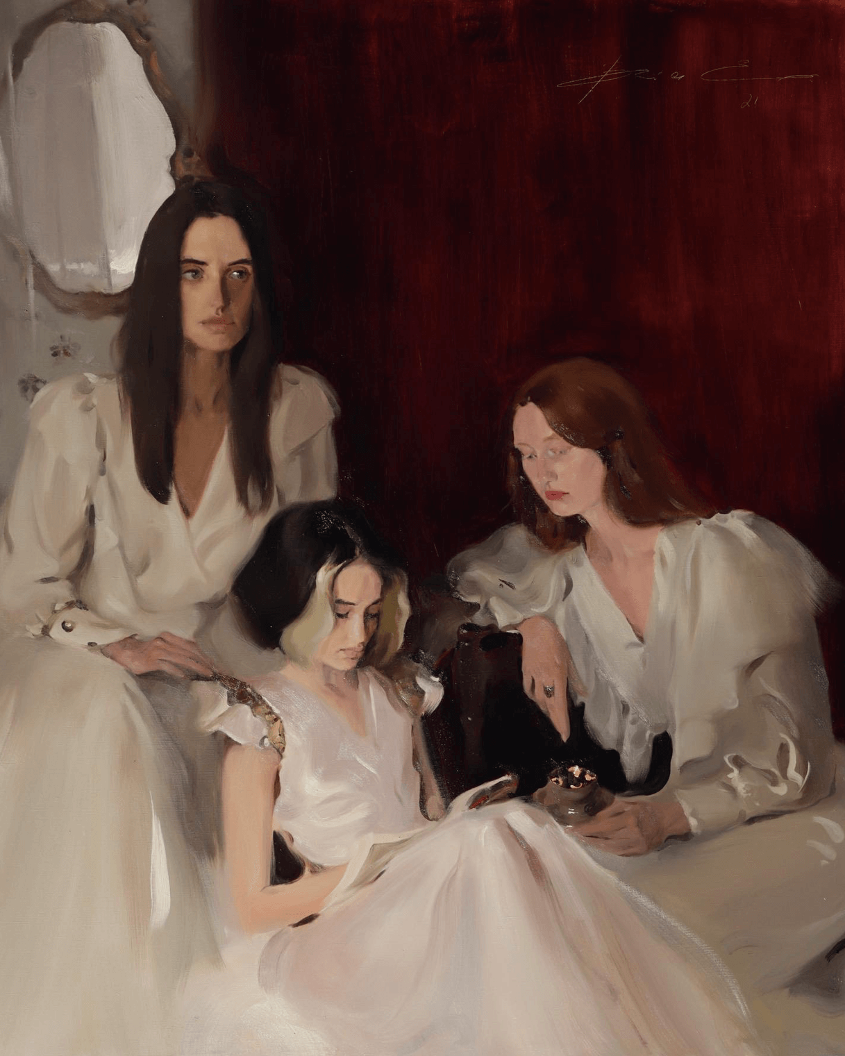 "Three Muses, Melpomene, Clio and Polyhymnia, ", 154x135cm, oil on canvas